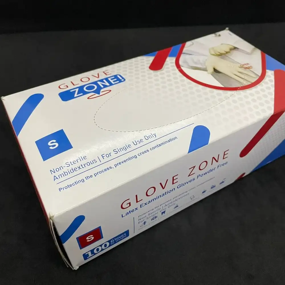 جوانتي لاتكس بدون بودرة – جلوف زون / علبة 100 قطعة